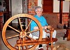 Margaret and her "Home Made" spinning wheel